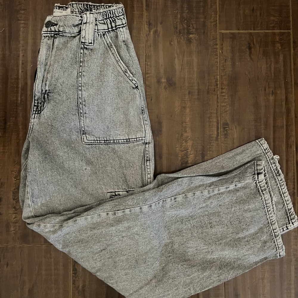 Garage Cargo Acid Washed Bleach Cargo Jeans